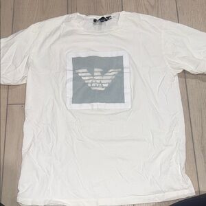 Emporio Armani Men's Cream T-Shirt with Logo